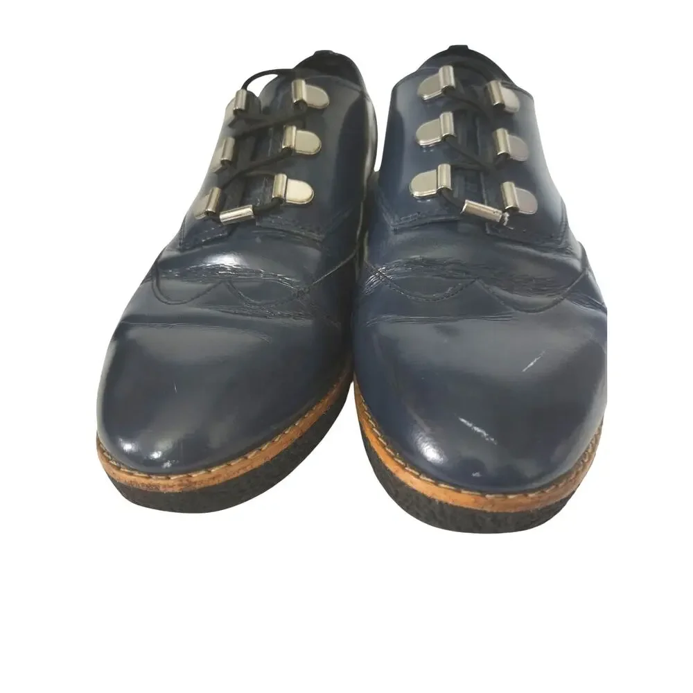 Rebecca Minkoff Patent Leather Loafer Blue Womens Size 8.5